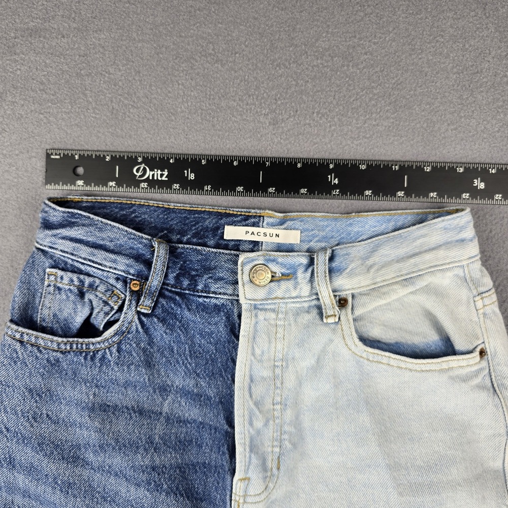 Y2k Mom Jeans Hi Rise Two Tone Womens 26 Color Block Patchwork Button Fly‎ vtg - Picture 15 of 16